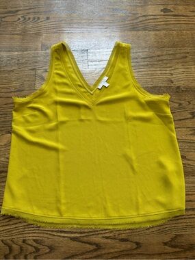 Chelsea28 Mustard Yellow V-Neck Raw Edge Tank Top Size XL